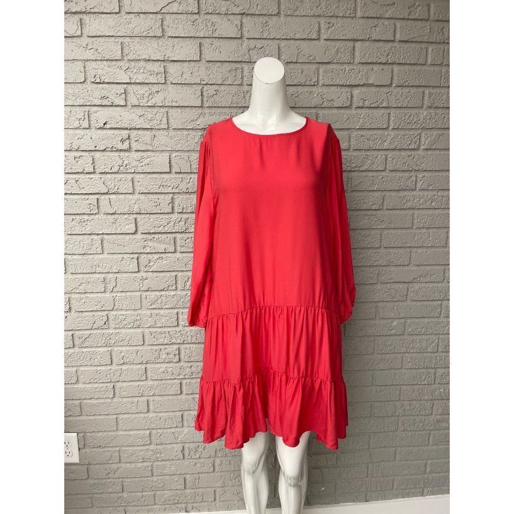 Shinestar Balloon Sleeve Tiered Dress Size L NWT